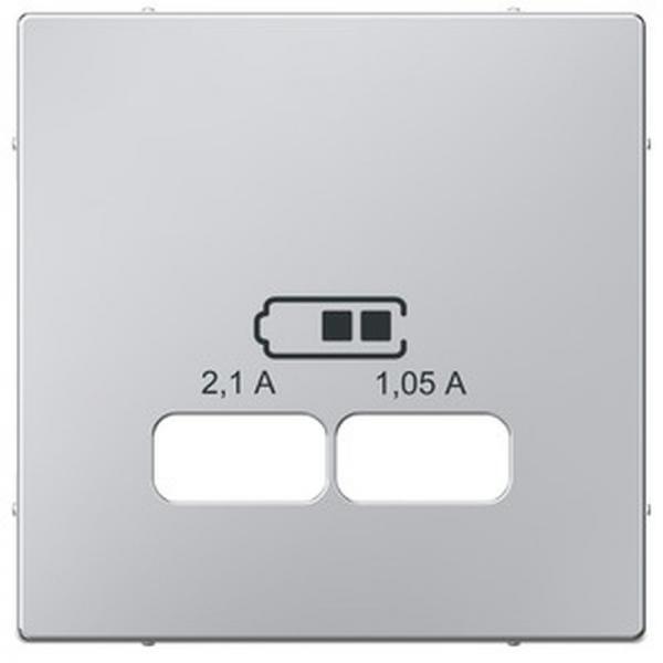 Merten Zentralplatte fŸr USB Ladestation-Einsatz, aluminium, System M MEG4367-0460