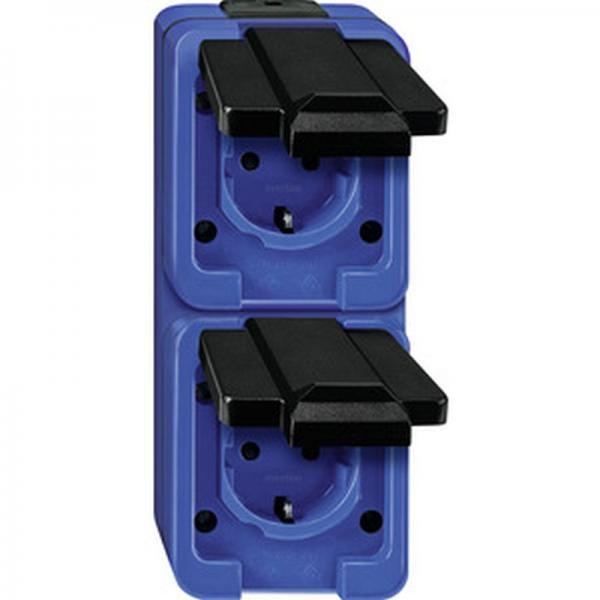 Merten SCHUKO-Doppel-Steckdose, senkrecht, blau, Schlafgest 229286