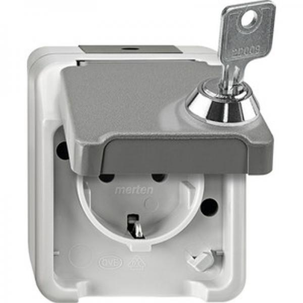 Merten AQUASTAR Steckdose mit KS abschlie§bar lichtgrau MEG2416-8029