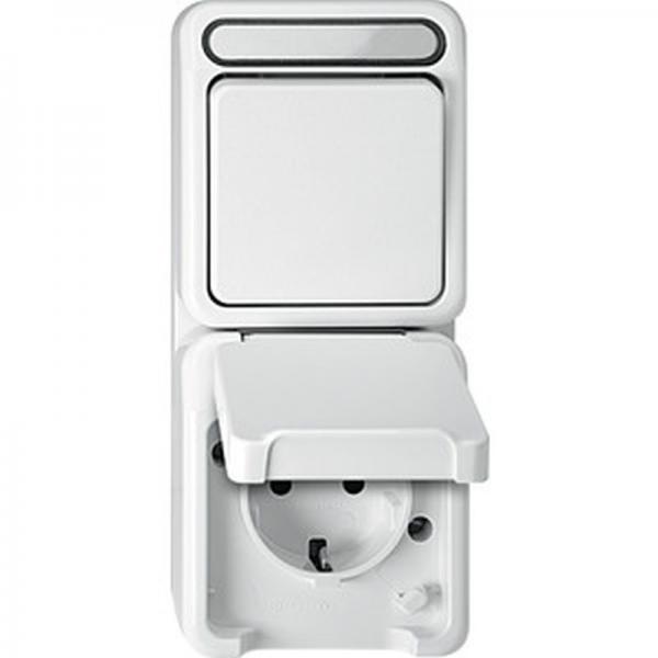 Merten AQUASTAR Kombi Steckdose/Wechselschalter polarweiss MEG3494-8019