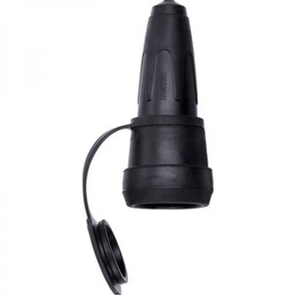 Merten Vollgummi-SCHUKO-Kupplung mit Schnappkragen und Klappdeckel, schwarz 172993