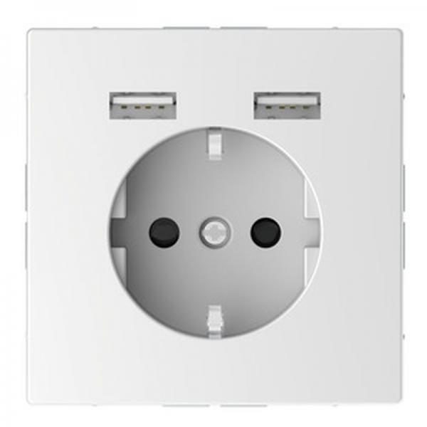 Merten Steckdose mit USB Ladeger_t, Lotoswei§, System Design MEG2366-6035