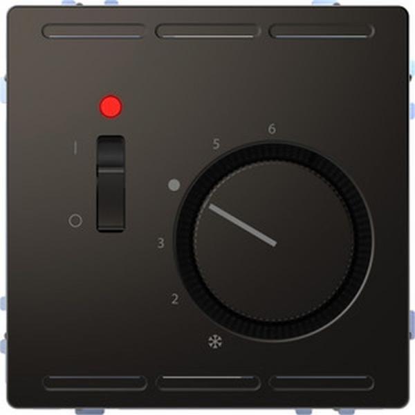 Merten Raumtemperaturregler 230V mit Schalter und Zentralplatte, Anthrazit, System Design MEG5760-6034