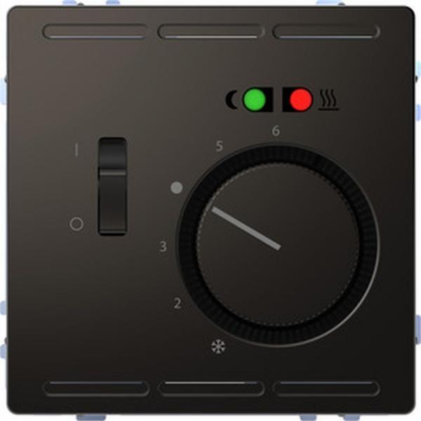 Merten Fußbodentemperaturregler 230V mit Schalter und Zentralplatte, Anthrazit, System Design MEG5764-6034