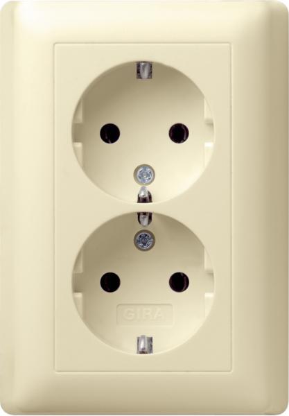 Gira System 55 Doppelsteckdose Cremewei§ 078001