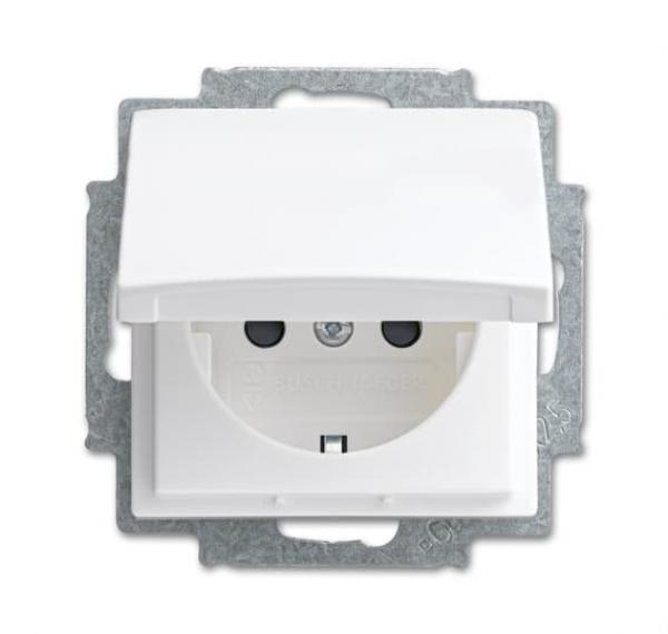 B+J balance SI Steckdose mit Klappdeckel und KS alpinweiss 20 EUKB-914