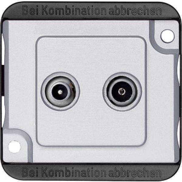 Merten BK-/Sat-Antennenstichdose, 2fach, mattsilber, PANZER 299460