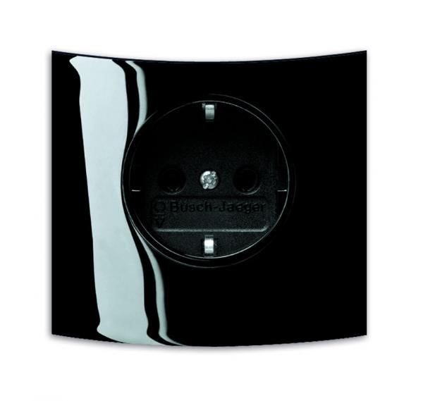 B+J Kombinations-SCHUKO Steckdose Busch-triton, brillantschwarz, ABB i-bus KNX, Busch-triton Zubehoer 20 EUCKST-71