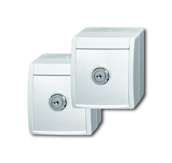 B+J 2 SCHUKO Steckdosen, alpinweiss, Aufputz IP 44, ocean (IP 44) 20/20 EWSL-54