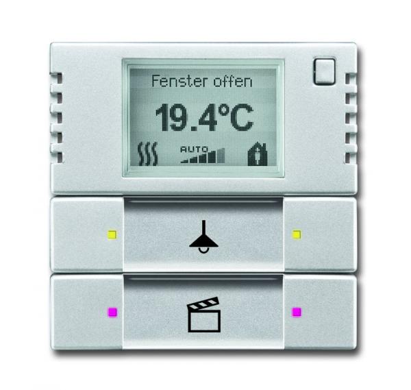 B+J Bedienelement 2/4-fach, mit RTR, alusilber, Busch-Installationsbus KNX, FanCoil-Regler 6128/28-83