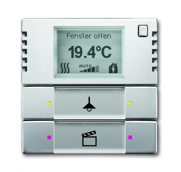 B+J Bedienelement 2/4-fach, mit RTR, edelstahl, Busch-Installationsbus KNX, FanCoil-Regler 6128/28-866