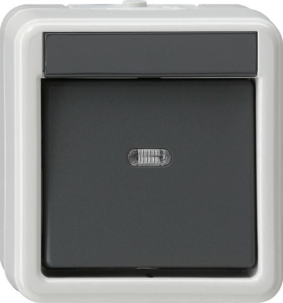 Gira IP44 WG Wippschalter Aus 2pol Aufputz Grau 010230