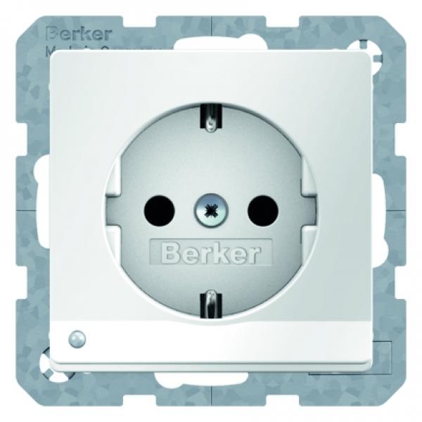 Berker Steckdose SCHUKO mit LED-Orientierungslicht polarweiss samt Berker Q.1/Q.3 41096089