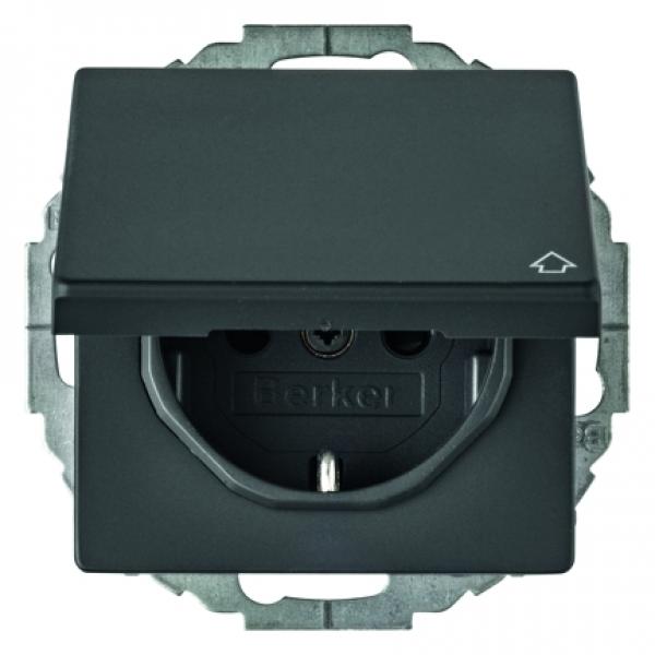 Berker Steckdose SCHUKO mit Klappdeckel anthrazit samt Berker Q.1/Q.3 47446086