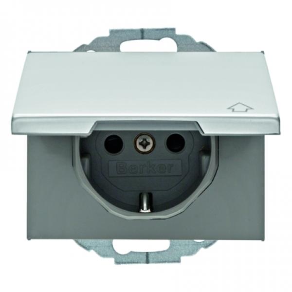 Berker K.5 Steckdose mit Klappdeckel Alu 47477103