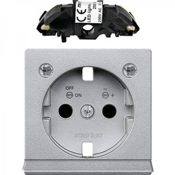 Merten Erweiterungsset LED Beleuchtung fuer SCHUKO-Steckdosen, aluminium, System M MEG2334-0460