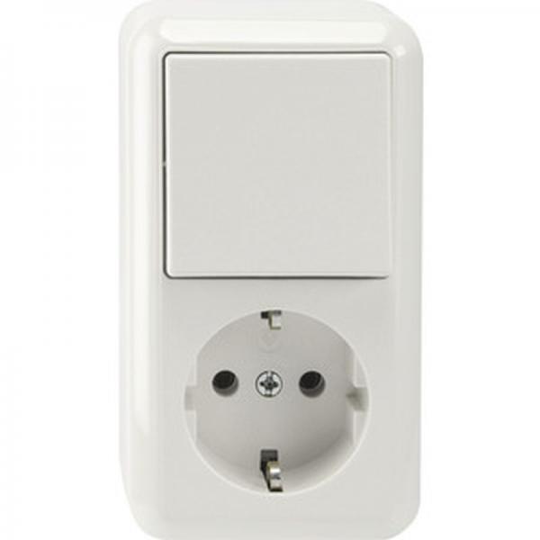 Merten AUFPUTZ Kombination Steckdose/Wechselschalter polarweiss MEG3495-8719