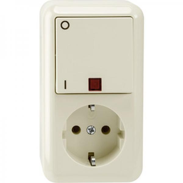 Merten AUFPUTZ Kombination Steckdose/Kontrollschalter weiss MEG3499-8744