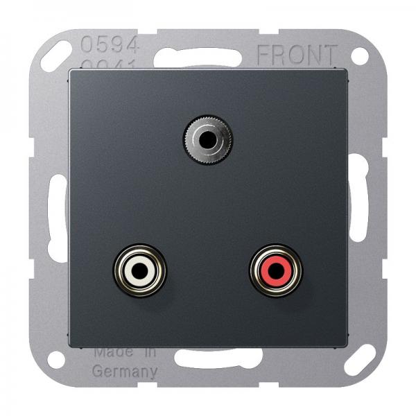 JUNG Cinch Audio und MiniklinkeÊ3,5Êmm, Tragring, Schraubbefestigung MAA1011ANM