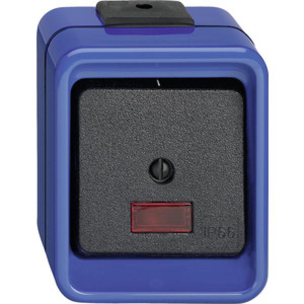 Merten Wipp-Kontrollschalter, Aus, 3-polig, blau, SCHLAGFEST 372375