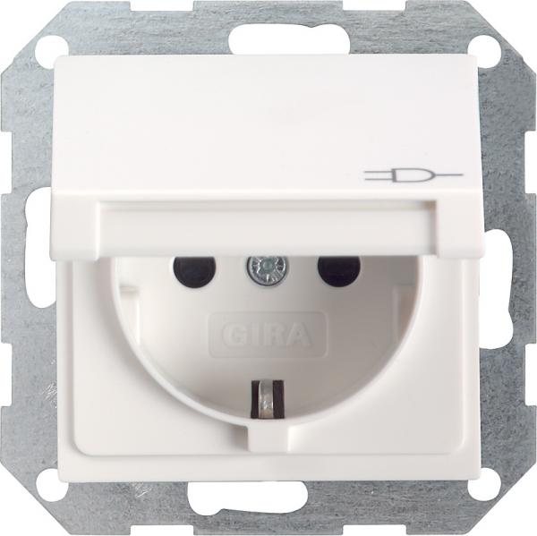 Gira System 55 Steckdose mit Klappdeckel Reinwei§ gl_nzend 045403