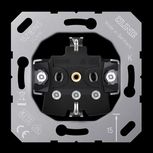 Jung SCHUKO®-Steckdoseneinsatz, 16 A 250 V ~, Schraubklemmen 1521EINS
