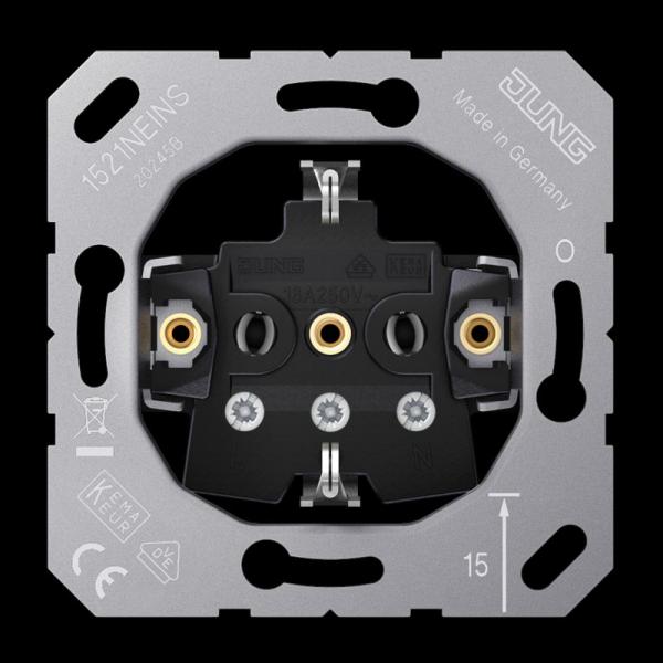 Jung SCHUKO®-Steckdoseneinsatz, 16 A 250 V ~, Schraubklemmen, ohne Krallen 1521NEINS