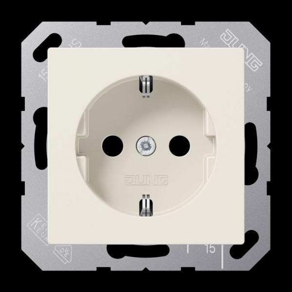 Jung SCHUKO Steckdose, 16 A 250 V ~, integrierter erhöhter Berührungsschutz, SAFETY+, Thermoplast, Serie AS, weiß A1520BFKI