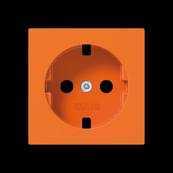 Jung Abdeckung für SCHUKO®-Steckdosen, integrierter erhöhter Berührungsschutz, SAFETY+, Thermoplast, Serie A, orange (für ZSV) A1520BFKIPLO