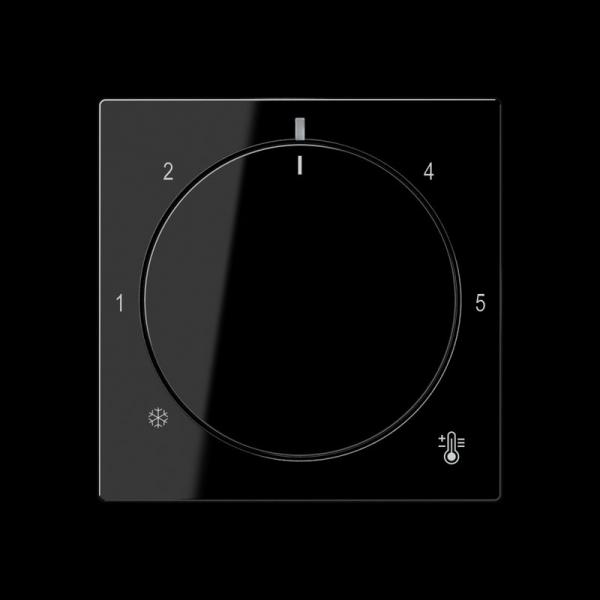 Jung Abdeckung für Raumtemperaturregler-Einsätze, Thermoplast, Serie A, schwarz A1749BFSW