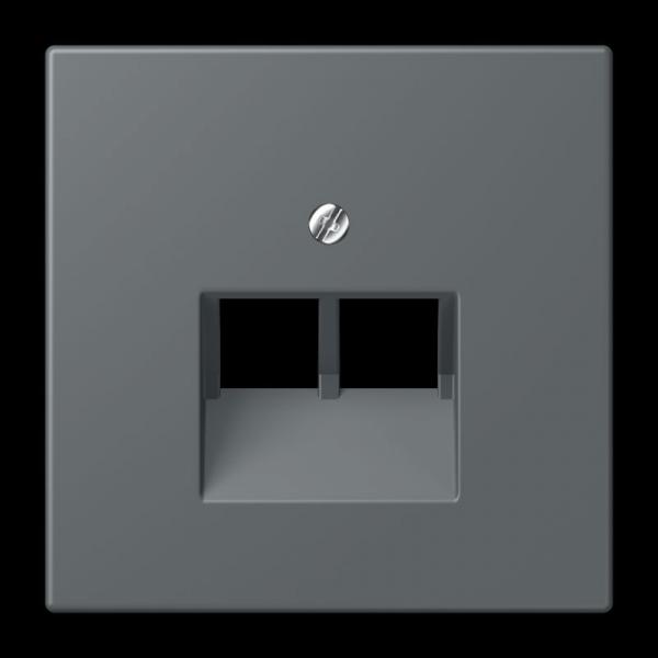 Jung Abdeckung für IAE/UAE-Anschlussdosen 2 x 8-polig, Thermoplast lackiert, Serie LS, gris foncé 31 LC969-2UA202