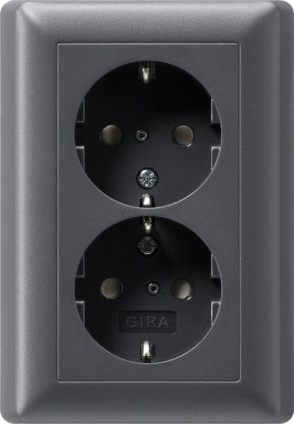 Gira System 55 Doppel mit KS Anthrazit 078328