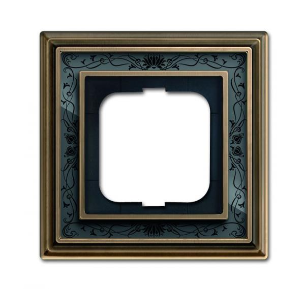 B+J Abdeckrahmen, Messing antik Dekor anthrazit, Busch-dynasty, Rahmen Busch-dynasty 1721-843