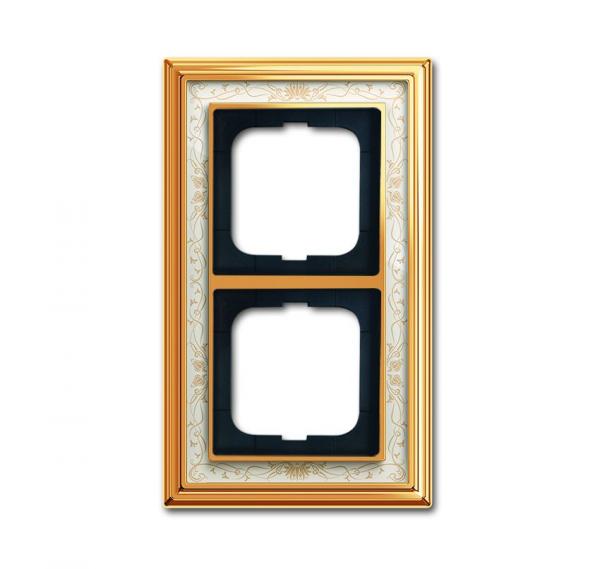 B+J Abdeckrahmen, Messing poliert Dekor elfenbeinwei§, Busch-dynasty, Rahmen Busch-dynasty 1722-836