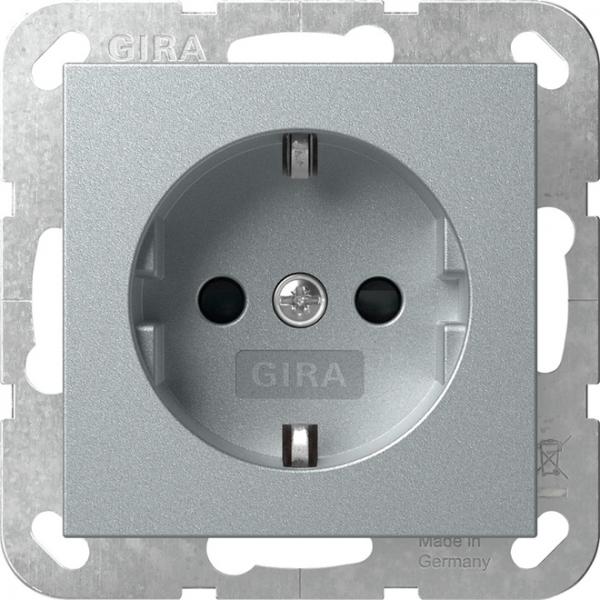 Gira SCHUKO LED-Leuchte + SH o.Kr. System 55 F Alu 475526