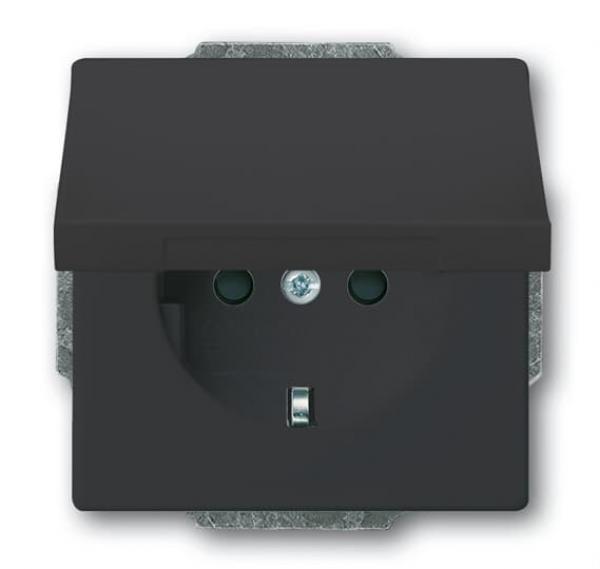 B+J future® linear Steckdosen mit Klappdeckel und Kinderschutz anthrazit 20 EUKB-81