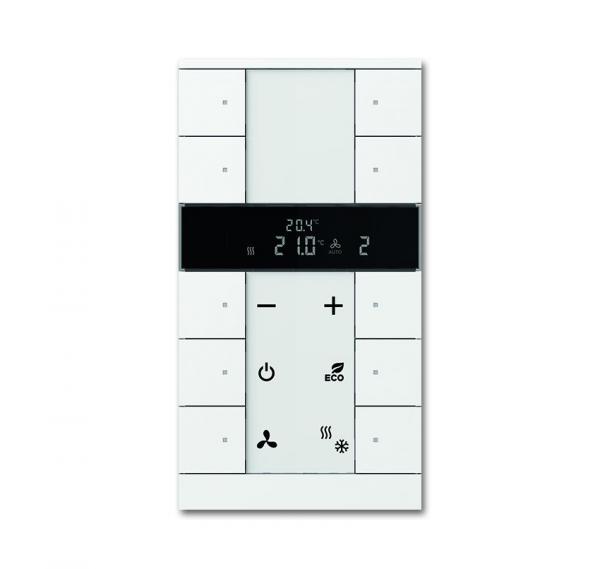 B+J Raumtemperaturregler mit Bedienfunktion 10-fach, studiowei§, Busch-Installationsbus KNX, ClimaECO Sensoren SBR/U10.0.11-84