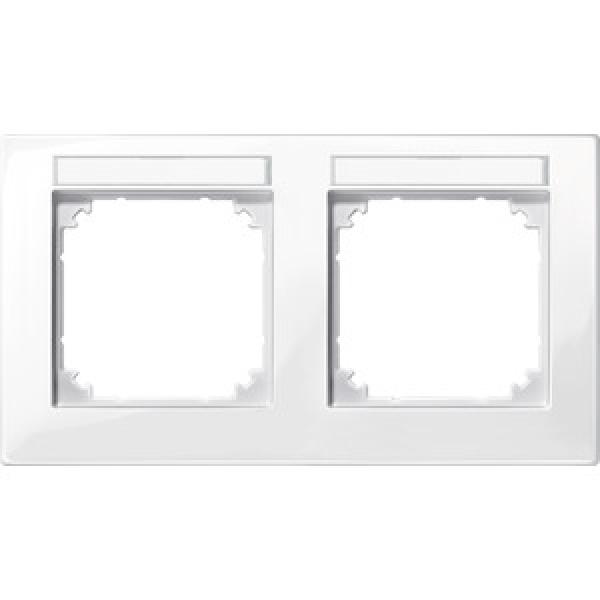 Merten M-PLAN-Rahmen, 2fach beschriftbar, waagerechte Montage, polarweiß glänzend 514219
