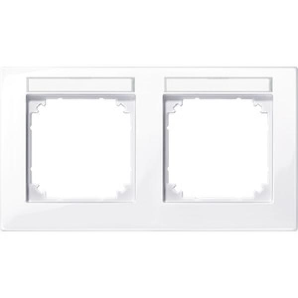 Merten M-PLAN-Rahmen, 2fach beschriftbar, waagerechte Montage, aktivweiß glänzend 514225