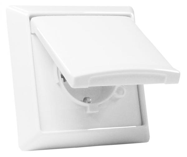 B+J Allwetter IP44 Steckdose + Abdeckrahmen Set Polarweiss 2101-34 / 20EUGK-34-101