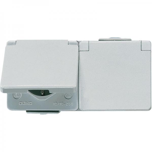 Jung WG 600 IP44 Steckdose 2fach waagerecht 622WW