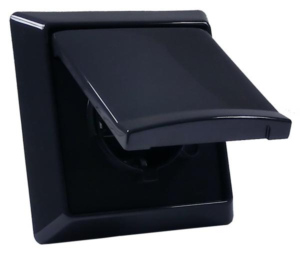 B+J Allwetter IP44 Steckdose + Abdeckrahmen Set Anthrazit 2101-35 / 20EUGK-35-101