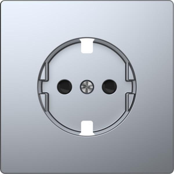 Merten Zentralplatte für SCHUKO-Steckdosen-Einsatz, Berührungsschutz, Edelstahl,System Design MEG2330-6036