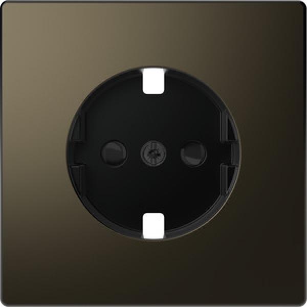Merten Zentralplatte für SCHUKO-Steckdosen-Einsatz, Berührungsschutz, Moccametallic, System Design MEG2330-6052