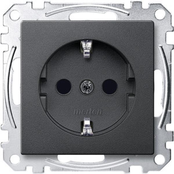 Merten SCHUKO-Steckdose, erhöhter Berührungsschutz, Schraub-Liftklemmen, anthrazit, System M MEG2400-0414