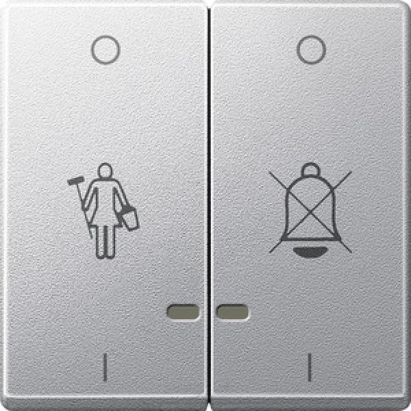 Merten Doppelwippe mit Kontrollfenster und Kennzeichnung für Hotelanwendungen, aluminium, System M MEG3429-0460