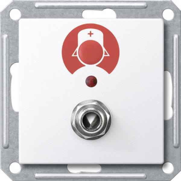 Merten Ruftaster mit Systemsteckdose für Birntaster comfort mit Lichtfunktion, aktivweiß glänzend, System M MEG4847-0325