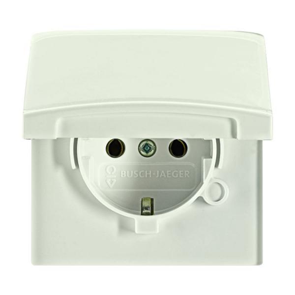B+J Allwetter IP44 Steckdose + Abdeckrahmen Set Cremeweiss 2101-32 / 20EUGK-32-101