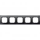Merten M-PLAN-Echtglasrahmen, 5fach, Onyxschwarz 489503