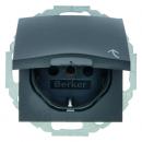 Berker B.3 / B.7 Steckdose mit Klappdeckel  anthrazit matt 47441606